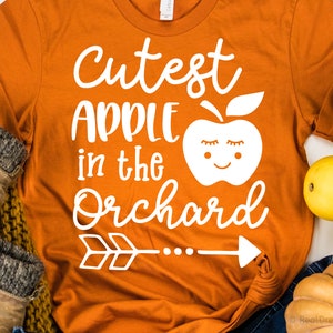 Cutest Apple in the Orchard Svg, Apple Picking Svg, Pumpkin Patch Svg, Harvest Festival Svg, Fall Kids Svg Cut Files for Cricut, Png, Dxf