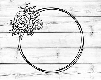 Floral Frame Svg, Wreath Svg, Rose Flower Svg, Rose Svg, Rose Floral Svg, Rose Frame Svg, Flowers Svg, Flower Bouquet Svg, Files for Cricut