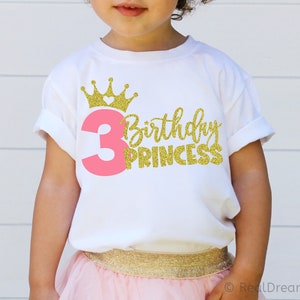 Derde verjaardag prinses Svg, 3e verjaardag Svg, prinses Svg, babymeisje verjaardagsfeestje, kroon Svg, verjaardag Shirt Svg-bestanden knippen voor Cricut