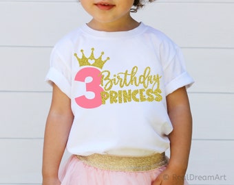 Third Birthday Princess Svg, 3rd Birthday Svg, Princess Svg, Baby Girl Birthday Party, Crown Svg, Birthday Shirt Svg Cut Files for Cricut