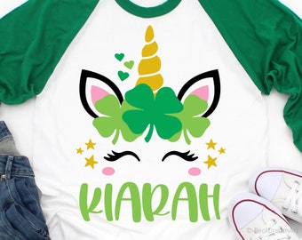 St. Patrick’s Day Unicorn Svg, St. Patricks Day Monogram, Shamrock Unicorn, Girl Lucky, Cute St Pattys Shirt Svg File for Cricut, Png, Dxf