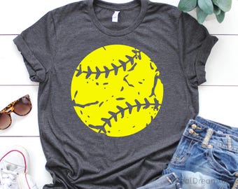 Grunge Softball Svg, Distressed Softball Ball Svg, Softball Mom Shirt Svg, Grunge Svg, Softball Ball Svg Files for Cricut & Silhouette, Png
