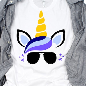 Niño unicornio svg, unicornio svg, cara de unicornio cricut, cabeza de unicornio svg, sombras de unicornio svg, camiseta de unicornio fresco archivos svg para cricut, png, dxf