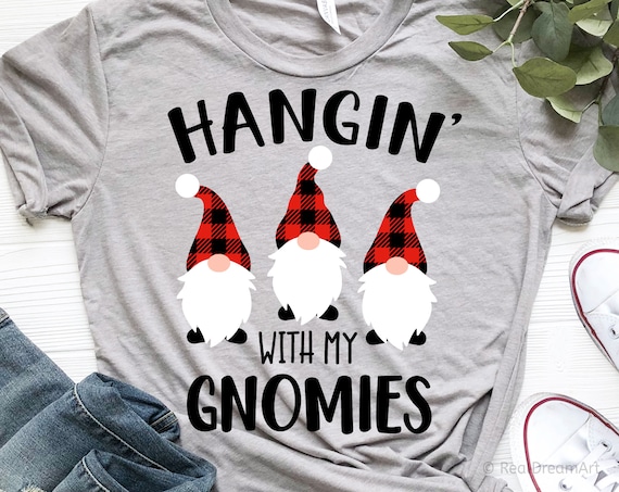 Just Hangin With My Gnomies Buffalo Plaid Funny Christmas T-Shirt Just Hangin With My Gnomies Buffalo Plaid Funny Christmas T-Shirt