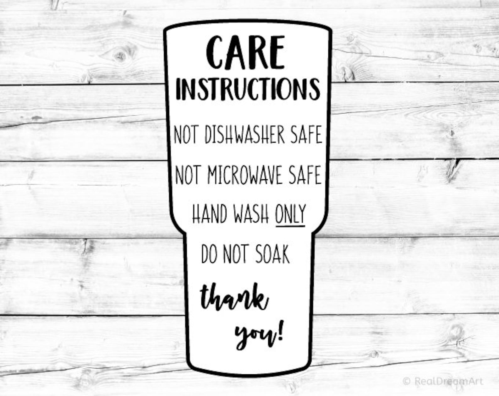 Tumbler Care Instructions Card Svg Care Card Svg Digital