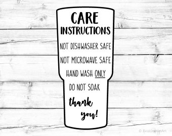 Tumbler Care Instructions Card Svg Care Card Svg Digital Care Card Svg Tumbler Care Print Png Tumbler Care Svg para Cricut Svg para Silhouette