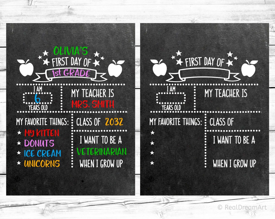 First Day of School, Chalkboard Svg, School Board Svg, Back to School ...
