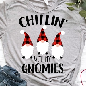 Chilling with My Gnomies Svg, Christmas Gnomes Svg, Kids Svg, Funny Boy Winter Shirt, Buffalo Plaid School Svg Files for Cricut, Png, Dxf