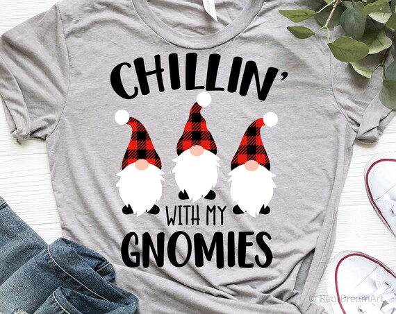 Just Hangin With My Gnomies Buffalo Plaid Funny Christmas T-Shirt Just Hangin With My Gnomies Buffalo Plaid Funny Christmas T-Shirt