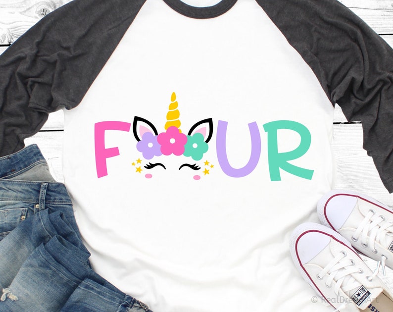 Download Fourth Birthday Svg 4th Birthday Unicorn Svg Birthday | Etsy