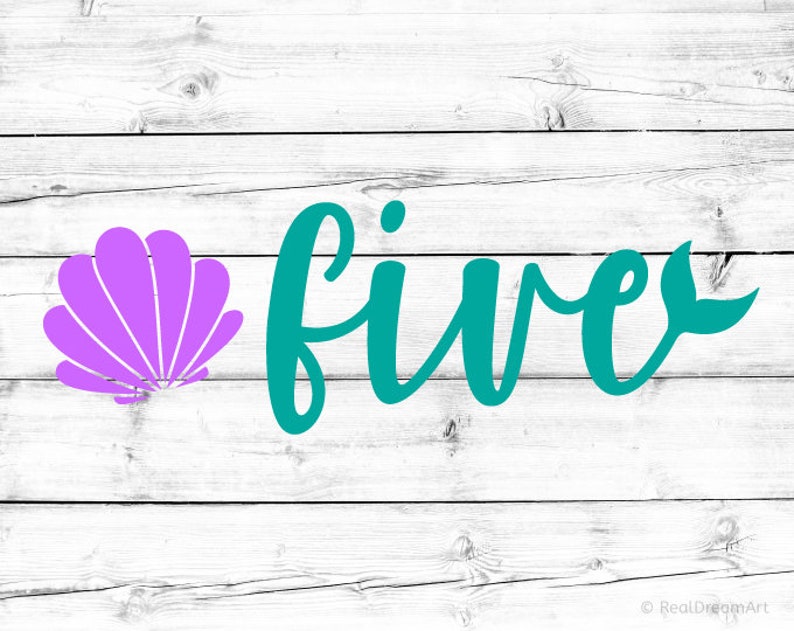 Download Mermaid Fifth Birthday Svg Seashell Five Svg 5th Birthday ...