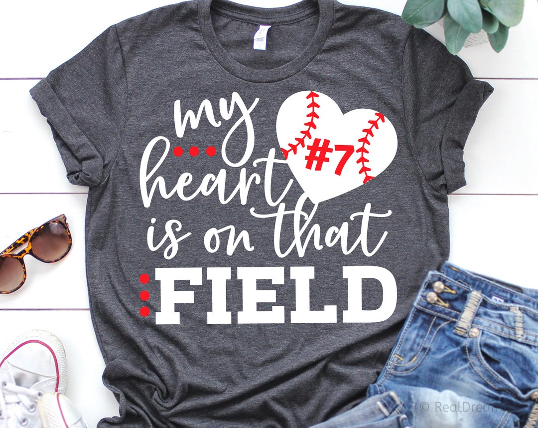 My Heart Is on That Field Baseball T Shirt Gift Mom Grandma