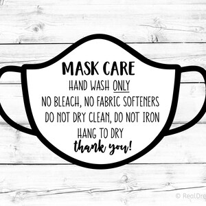 Masque Care Instructions Svg, Masque masque masque instructions carte Svg, Masque Lavage Instructions Svg, Care Card Svg Cut Files pour Cricut, Png, Dxf