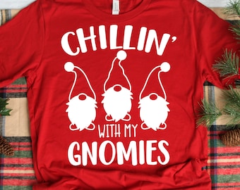 Chillin’ with My Gnomies Svg, Christmas Gnomes Svg, Kids Svg, Funny Boy Winter Shirt, Christmas School Svg Cut Files for Cricut, Png, Dxf