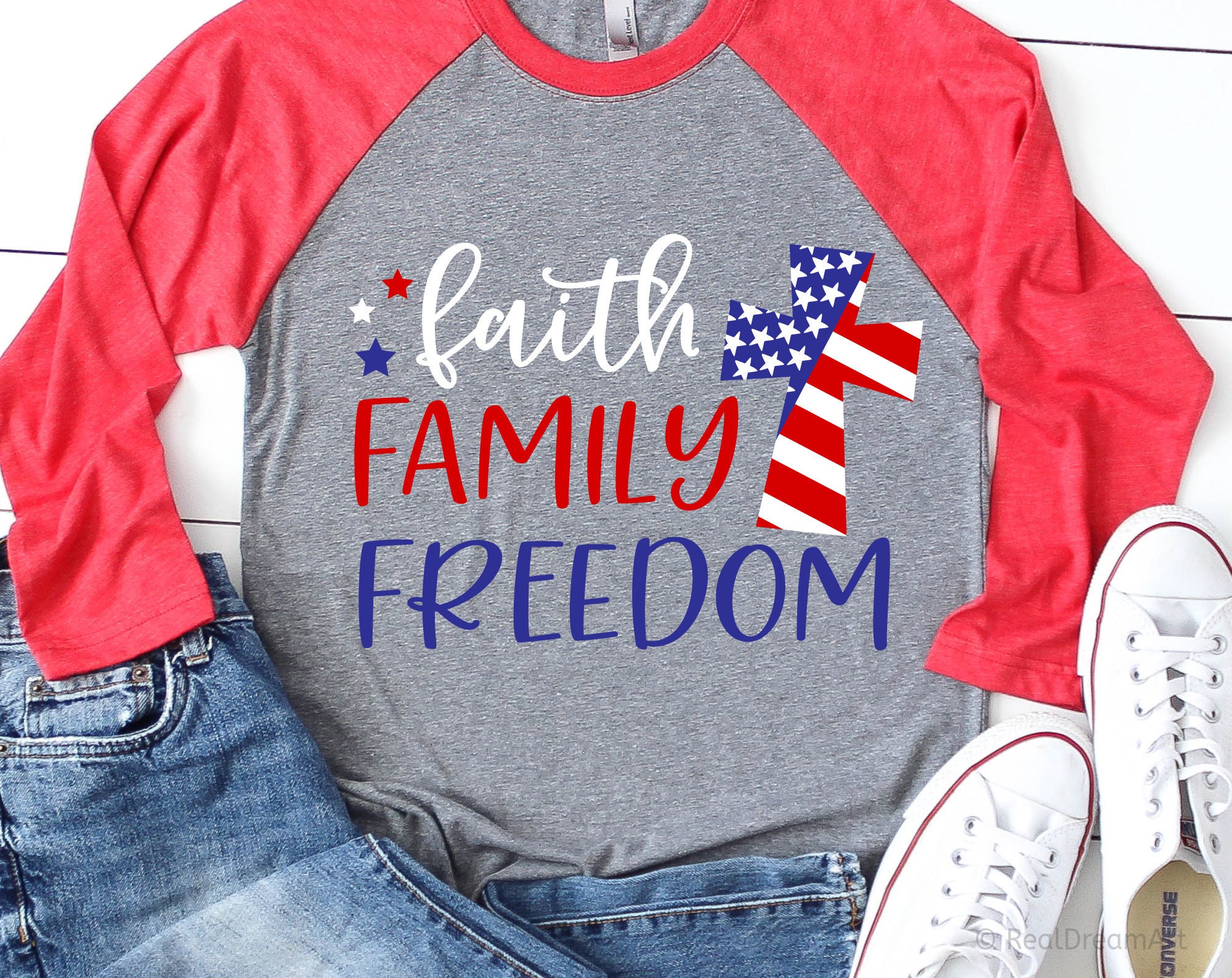 Faith Family Freedom Svg 4th of July Svg Red White & Etsy