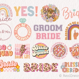 Braut-Svg-Bundle, Retro-Braut-Svg, Braut-Svg, Braut-Leben-Svg, Braut-Team-Svg, Hochzeits-Svg, Braut-Shirt-Svg, Clipart-Dateien für Cricut, Png, Dxf