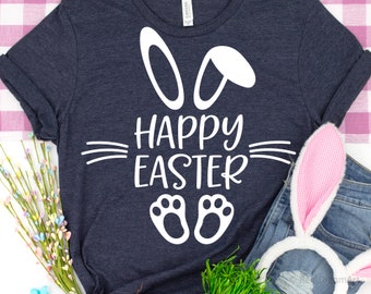 Happy Easter Svg, Easter Bunny Svg, Kids Easter Svg, Funny Easter Svg, Rabbit Easter Shirt, Easter Eggs Svg Cut Files for Cricut, Png, Dxf