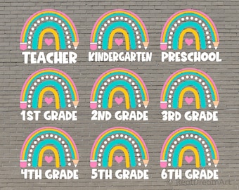 Back to School Rainbow Svg Bundle, Girl First Day of School Svg, Girl 1st, 2nd, 3rd, 4th Grade, Preschool Kindergarten Svg Files for Cricut