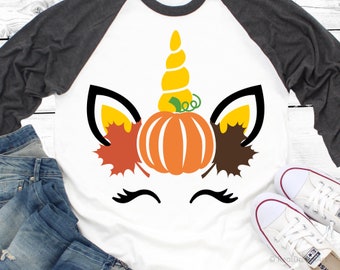 Autumn Unicorn Svg, Fall Unicorn Svg, Fall Baby Girl Shirt, Funny Cute Svg, October Svg, Thanksgiving Svg Cut Files for Cricut, Png, Dxf