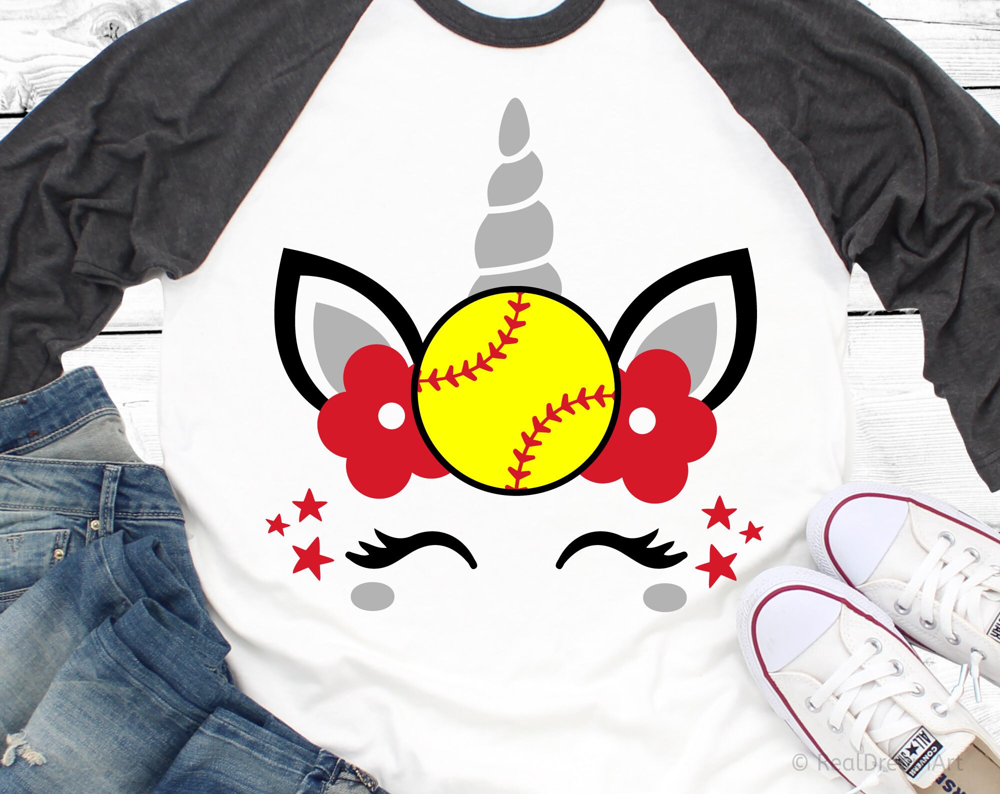 Softball Unicorn Svg Softball Svg Unicorn Face Softball Svg Etsy