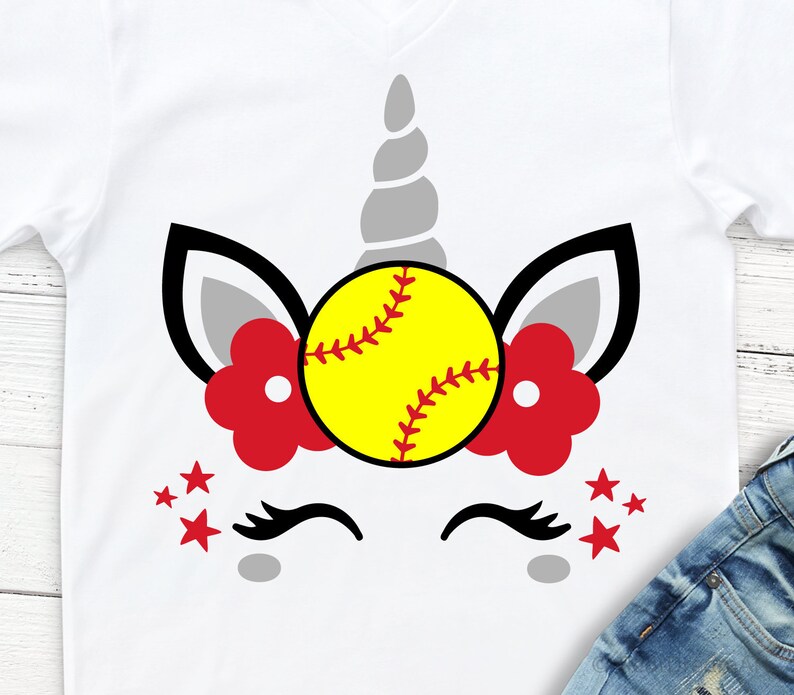 Softball Unicorn Svg Softball Svg Unicorn Face Softball Svg Etsy