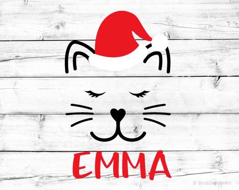 Download Cat Face Svg Christmas Svg Santa Hat Svg Kitty with Lashes ...