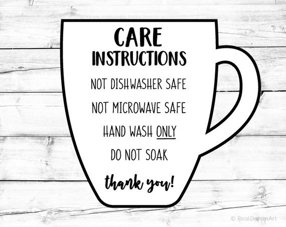 Mug Care Instructions Card Svg Cup Care Card Svg Digital Care Card Svg Mug  Care Print Png Mug Care Label Svg for Cricut Svg for Silhouette