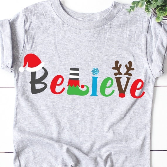 Believe Svg, Christmas Svg, Santa Svg, Believe in Magic Svg, Reindeer Svg, Elf Svg, Snowflake Svg, Christmas Shirt Svg for Cricut, Png, Dxf
