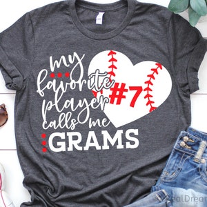 Mon joueur préféré m'appelle Grams Svg, Baseball Svg, chemise de grand-mère de baseball personnalisée, chemise de baseball Svg, Svg de plus grand fan pour Cricut