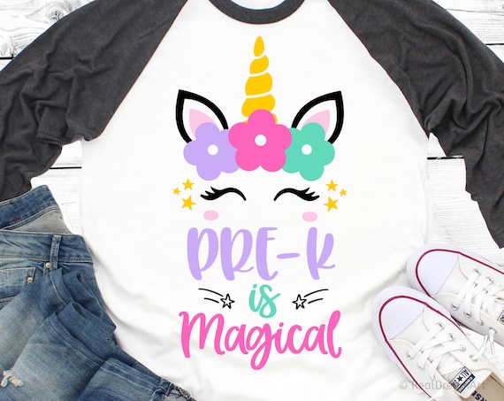 Pre-K is Magical Svg, Girl Pre-K Svg, Unicorn Svg, Back to School Shirt Svg, Unicorn Face, First Day of School Svg File for Cricut, Png, Dxf