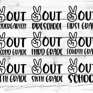 Paquete SVG de último día de clases, Paz en el jardín de infancia, SVG de fin de clases, preescolar, archivos de corte SVG de primer y segundo grado para Cricut, PNG, DXF