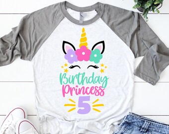 Fifth Birthday Princess Svg, Birthday Princess Svg, Unicorn Birthday Svg, Girls Birthday Party, Birthday Princess, 5th Birthday Shirt Svg