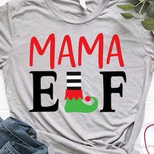 Mom Christmas Svg, Mama Elf Svg, Christmas Svg, Elf Family Svg, Elf Squad Svg, Elf Shirt Svg, Elf Hat Elf Feet Arquivo Svg para Cricut, Png, Dxf