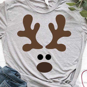 Rendier Svg, Boy Christmas Svg, Rendier met Rode Neus Svg Cut File, Cute Rendier Face Svg Silhouet, Christmas Svg voor Cricut, Png, Dxf