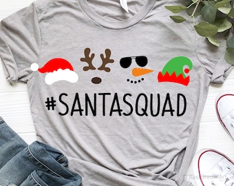 Santa Squad Svg, Christmas Svg, Kids Christmas Svg, Elf, Santa Hat Svg, Reindeer Svg, Snowman Svg, Christmas Shirt Svg for Cricut, Png, Dxf