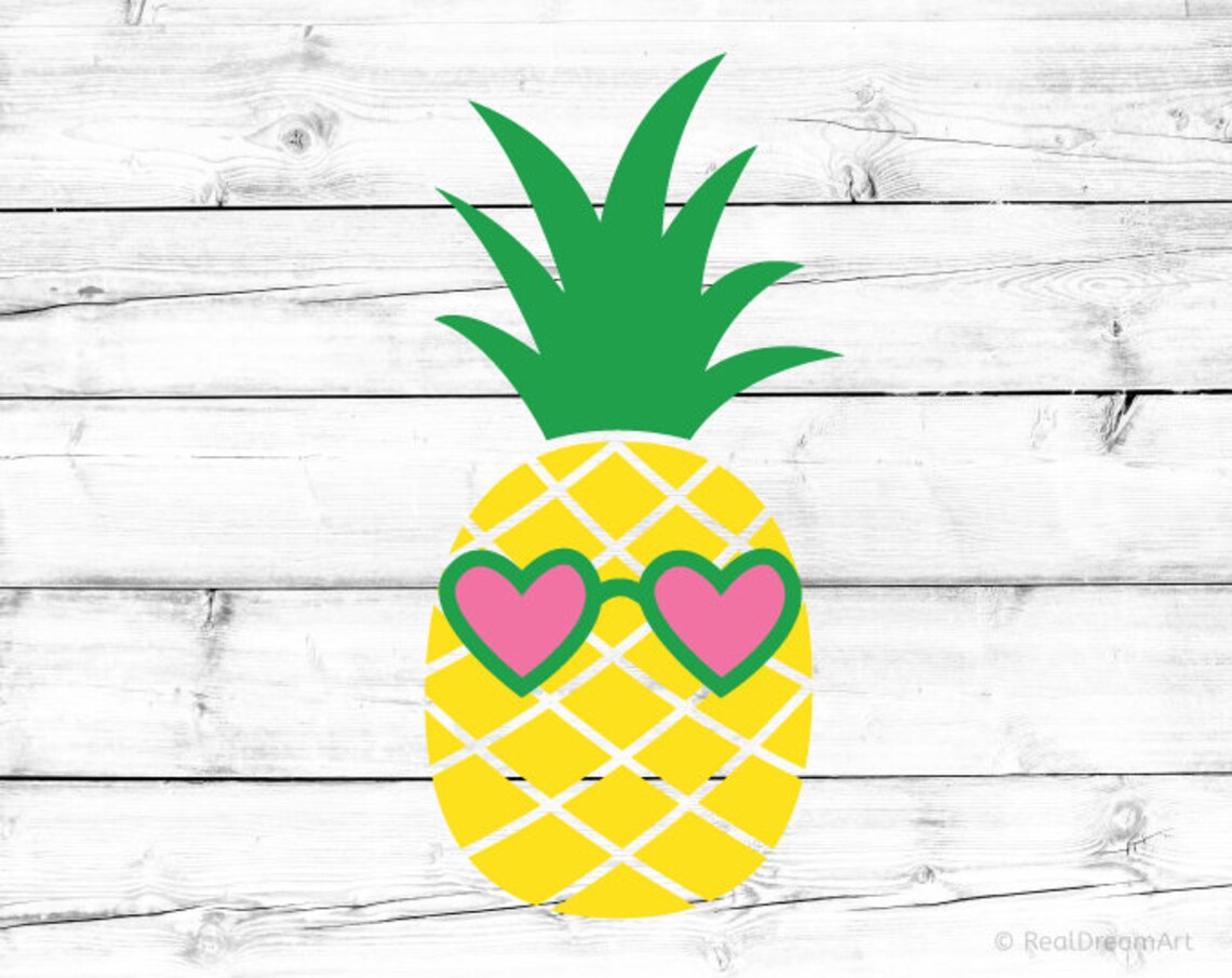 Pineapple With Glasses Svg Pineapple Svg for Cricut Heart Etsy