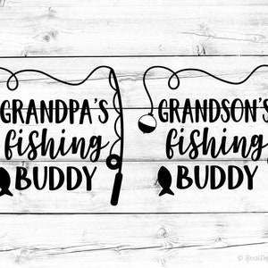 Compagno di pesca del nonno Svg Compagno di pesca del nipote Svg File di pesca abbinato Svg Bambini divertenti Svg Maglietta per neonato Svg per Cricut e Silhouette
