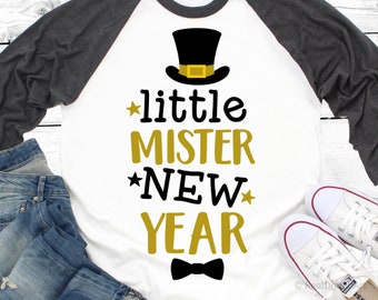 Little Mister New Year SVG: Kids New Year's Shirt Design (Digital Download)