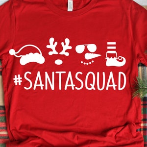 Santa Squad Svg, Christmas Svg, Kids Christmas Svg, Elf, Santa Hat Svg, Reindeer Svg, Snowman Svg, Christmas Shirt Svg for Cricut, Png, Dxf