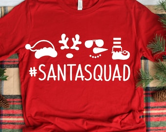 Santa Squad Svg, Christmas Svg, Kids Christmas Svg, Elf, Santa Hat Svg, Reindeer Svg, Snowman Svg, Christmas Shirt Svg for Cricut, Png, Dxf