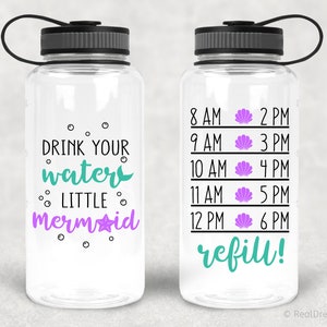 Buvez votre eau Petite sirène Svg traqueur d'eau Svg bouteille d'eau Svg entraînement drôle fitness Svg pour Cricut Svg pour silhouette sirène Png