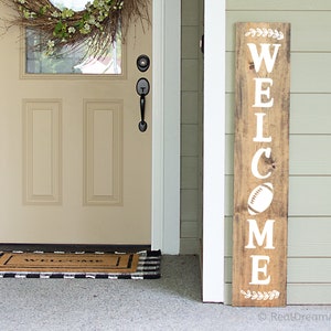 Welcome Porch Sign Svg, Football Svg, Vertical Sign Svg, Hello Fall, Welcome to our Home, Pumpkin Patch Svg Cut Files for Cricut, Png, Dxf