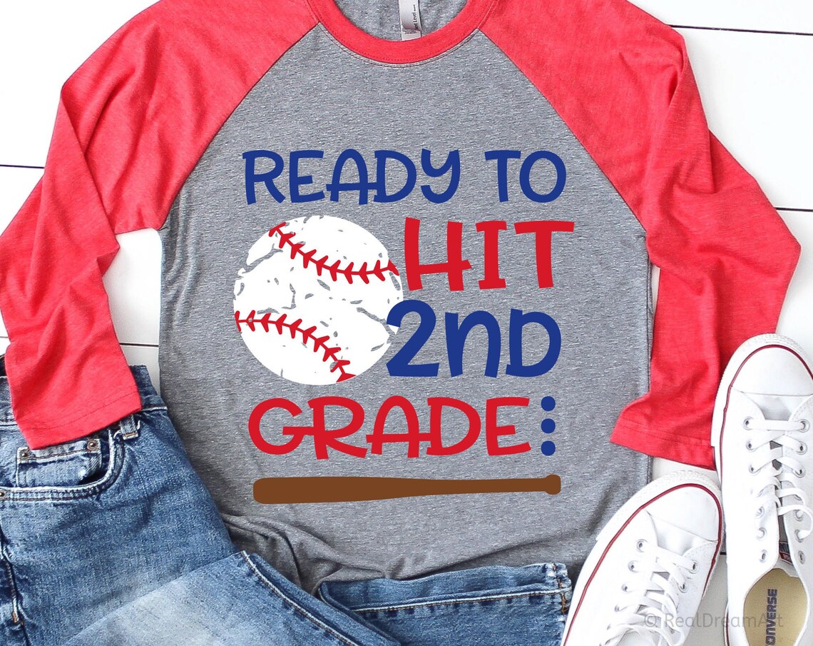 Ready to Hit 2nd Grade Svg, Boy Second Grade, Back to School Svg, Baby ...