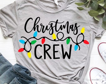 Christmas Crew Svg, Christmas Lights Svg, Merry Christmas Svg, Kids, Funny Christmas Shirt, Merry & Bright Svg Files for Cricut, Png, Dxf