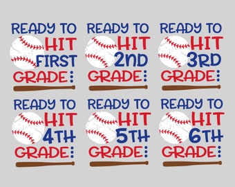 Back to School Svg Bundle, Boy Ready to Hit School Svg, 1st, 2nd, 3rd 4th Grade, Baseball, First Day of School Svg File for Cricut, Png, Dxf