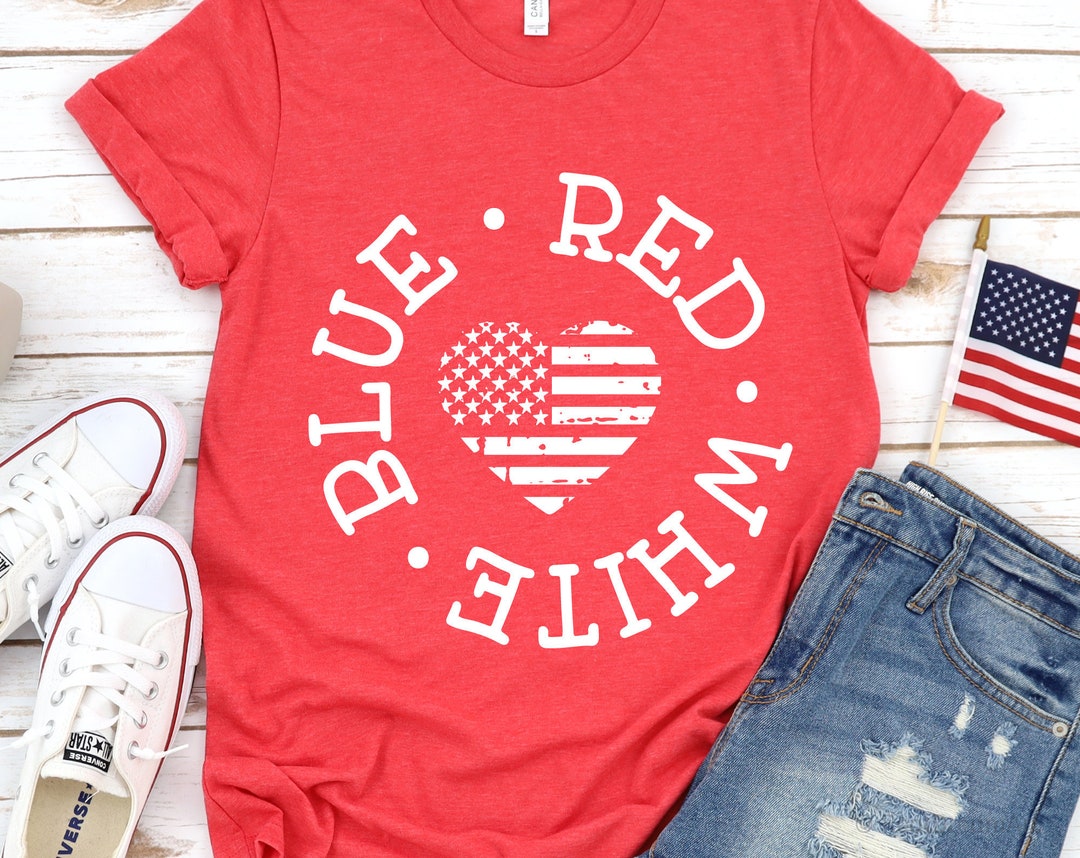 Red White and Blue Svg, 4th of July Svg, American Flag, USA Heart Svg ...