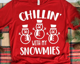 Chillin’ with My Snowmies Svg, Snowman Svg, Kids Christmas Svg, Boy Winter Shirt, Boy Holidays Svg, Snow Cute Svg Files for Cricut, Png, Dxf
