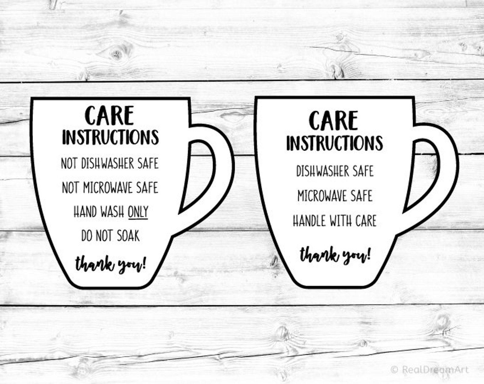 Mug Care Instructions Card Svg Bundle Cup Care Card Svg Etsy