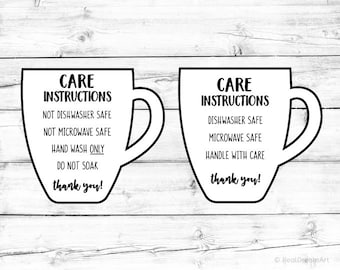 Tarjeta de instrucciones de cuidado de la taza, paquete de SVG, tarjeta de cuidado de la taza, tarjeta de cuidado digital, SVG, cuidado de la taza, impresión, etiqueta de cuidado de la taza, Svg para Cricut y silueta