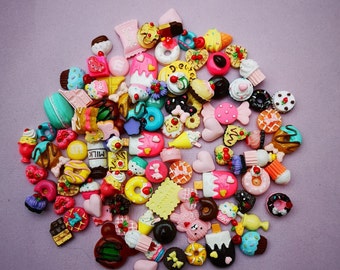 15 Blau Kawaii Harz Cabochons Süß Pastell Flachrücken Charms Decoden Süßigkeit